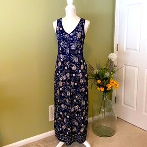 JJill long blue flowered dress; size XS